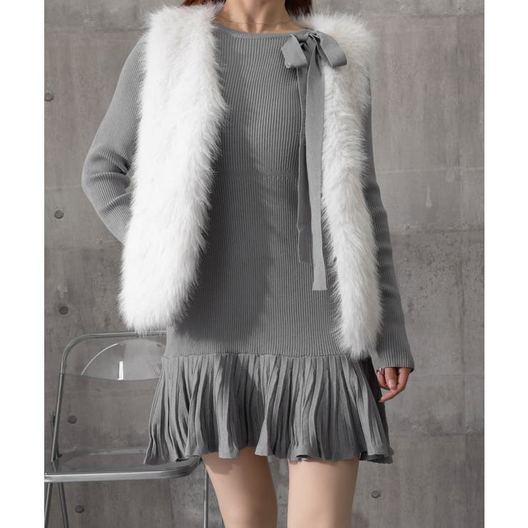 プリーツ裾 長袖リブニットワンピース上品 | SUNSHINE CLOSET | 詳細画像20 