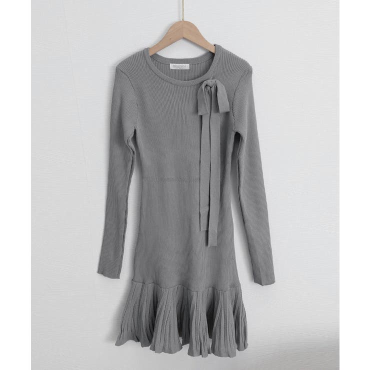 プリーツ裾 長袖リブニットワンピース上品 | SUNSHINE CLOSET | 詳細画像21 