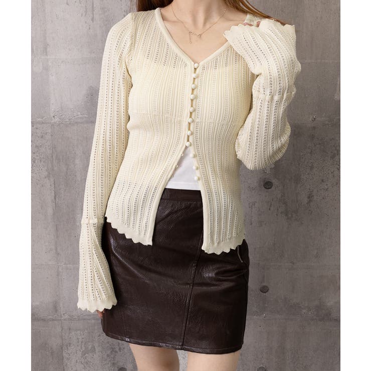 韓国風前開きニットトップスレディース 薄手ニットカーディガンVネック フロントボ… | SUNSHINE CLOSET | 詳細画像13 
