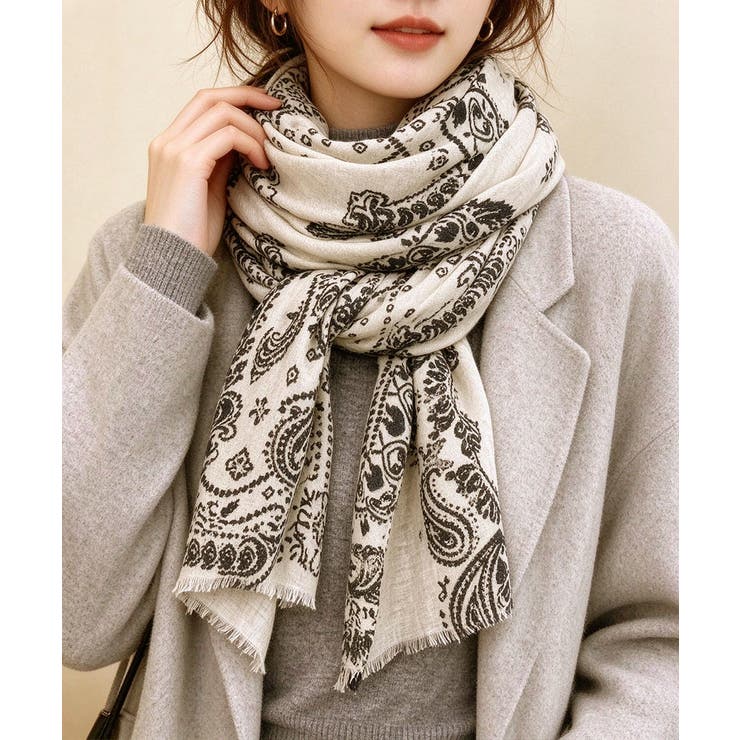 レトロ総柄ショール エスニック調マフラー ロングスカーフ上品カジュアル秋冬防寒羽… | SUNSHINE CLOSET | 詳細画像14 