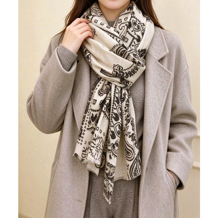 レトロ総柄ショール エスニック調マフラー ロングスカーフ上品カジュアル秋冬防寒羽… | SUNSHINE CLOSET | 詳細画像15 