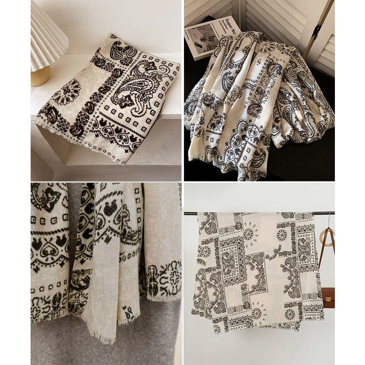 レトロ総柄ショール エスニック調マフラー ロングスカーフ上品カジュアル秋冬防寒羽… | SUNSHINE CLOSET | 詳細画像20 