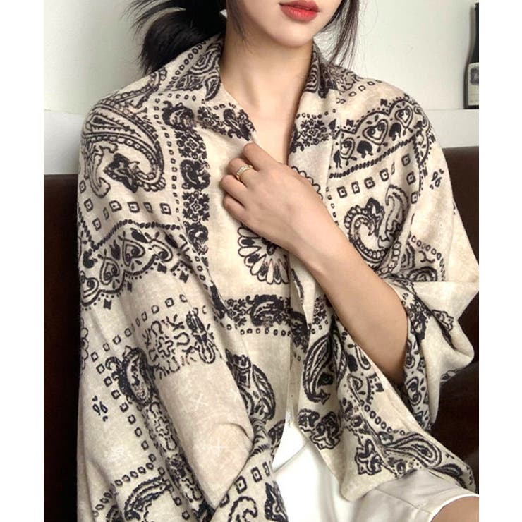 レトロ総柄ショール エスニック調マフラー ロングスカーフ上品カジュアル秋冬防寒羽… | SUNSHINE CLOSET | 詳細画像4 