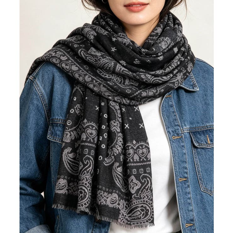 レトロ総柄ショール エスニック調マフラー ロングスカーフ上品カジュアル秋冬防寒羽… | SUNSHINE CLOSET | 詳細画像7 