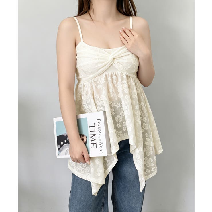 Y2K花柄レーストップスバレエコア リボンキャミソール 大人可愛い | SUNSHINE CLOSET | 詳細画像13 