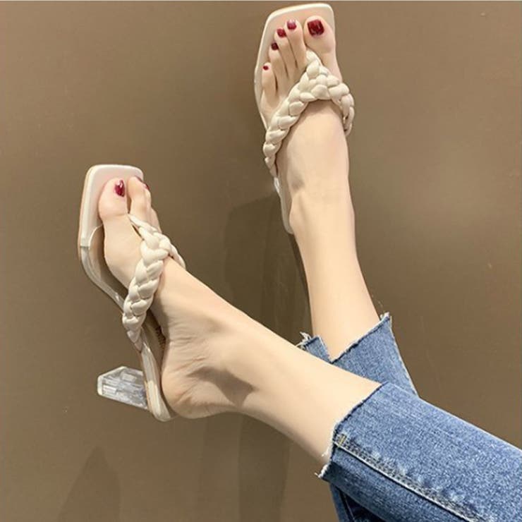 アイボリー | クリアヒール サンダル 編み込みデザイン | SUNSHINE CLOSET