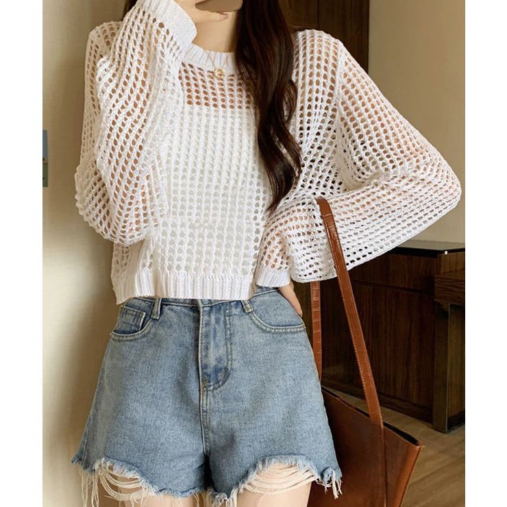 レディースクルーネック サマーニット着やせ レイヤードプルオーバー | SUNSHINE CLOSET | 詳細画像7 