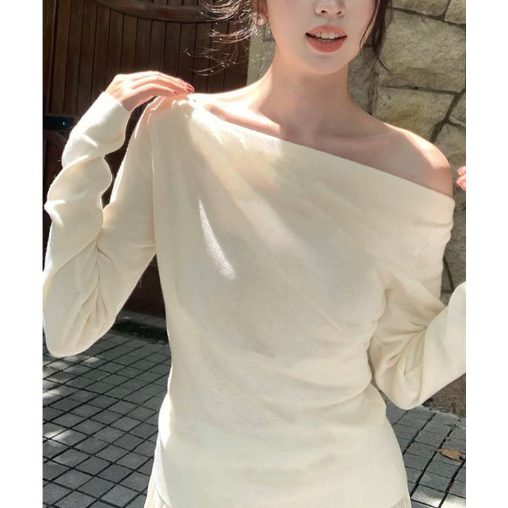 オフショルニットトップスサイドタック長袖 | SUNSHINE CLOSET | 詳細画像2 