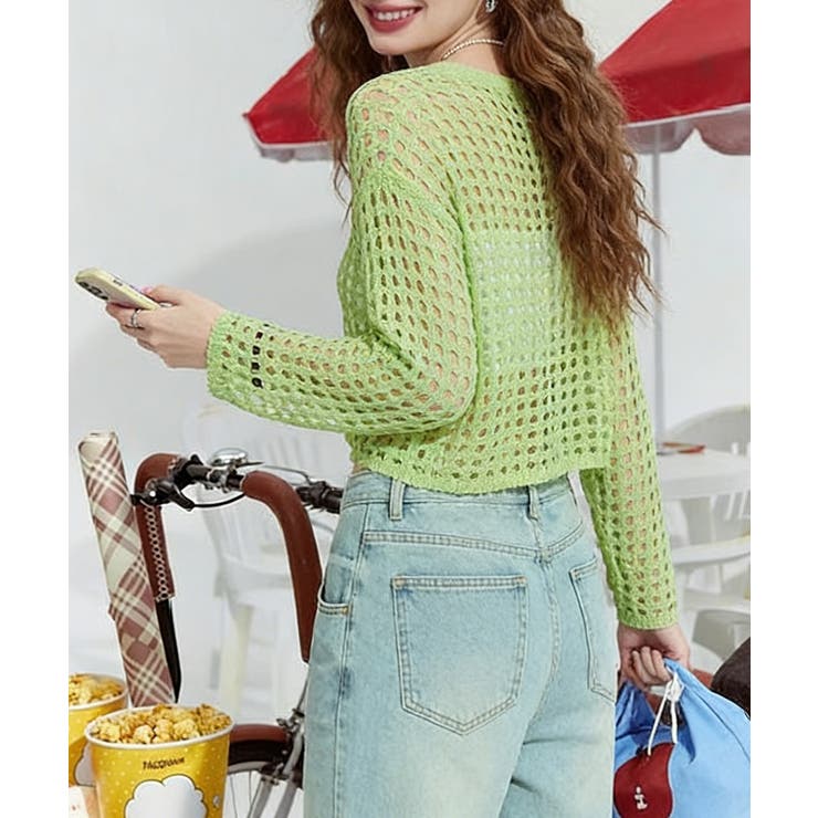 透かし編みシアーカーディガン レディース可愛いサマーニット羽織り きれいめ春夏服… | SUNSHINE CLOSET | 詳細画像13 