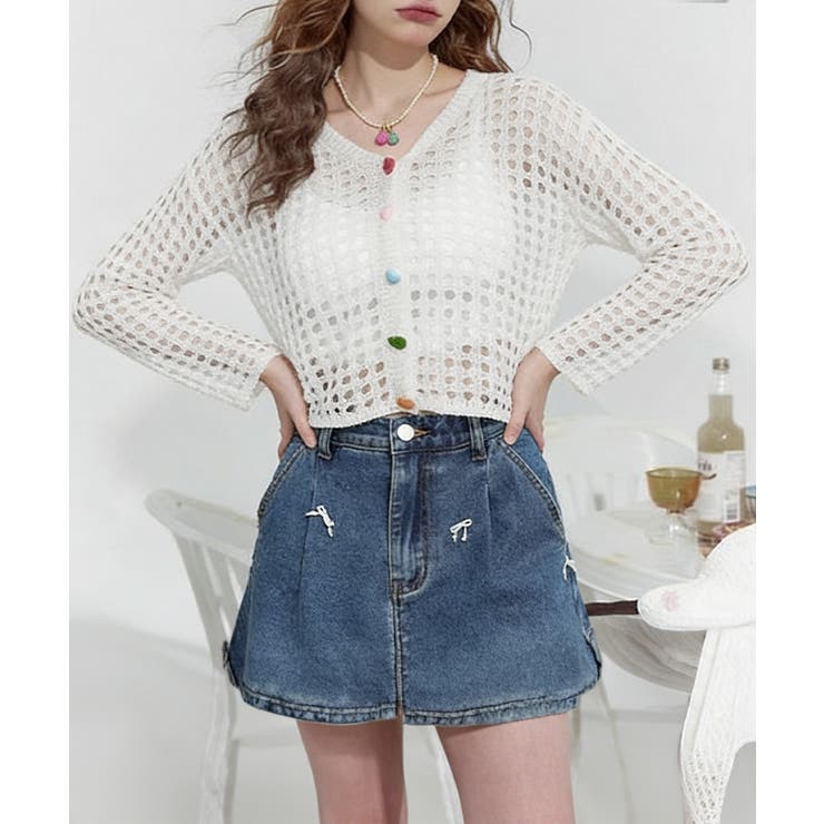 透かし編みシアーカーディガン レディース可愛いサマーニット羽織り きれいめ春夏服… | SUNSHINE CLOSET | 詳細画像5 