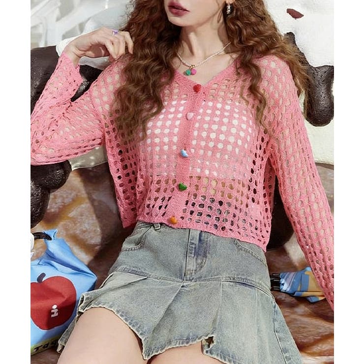 透かし編みシアーカーディガン レディース可愛いサマーニット羽織り きれいめ春夏服… | SUNSHINE CLOSET | 詳細画像8 