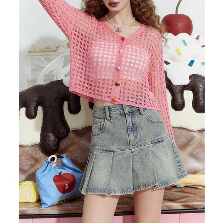 透かし編みシアーカーディガン レディース可愛いサマーニット羽織り きれいめ春夏服… | SUNSHINE CLOSET | 詳細画像9 