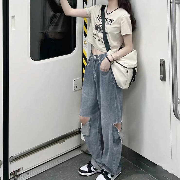 デニムパンツ ダメージ ジーンズ 春夏秋[品番:AGCW0004666 デニムパンツ ダメージ ジーンズ 春夏秋[品番:AGCW0004666