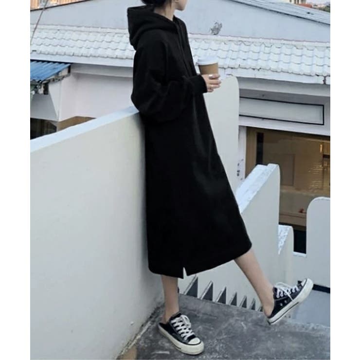 裏起毛 ロングパーカーワンピース 着やせ | SUNSHINE CLOSET | 詳細画像8 