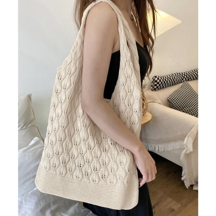透かし編みニットバッグ韓国風トートバッグ | SUNSHINE CLOSET | 詳細画像1 