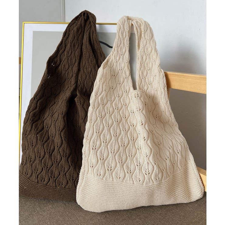 透かし編みニットバッグ韓国風トートバッグ | SUNSHINE CLOSET | 詳細画像10 