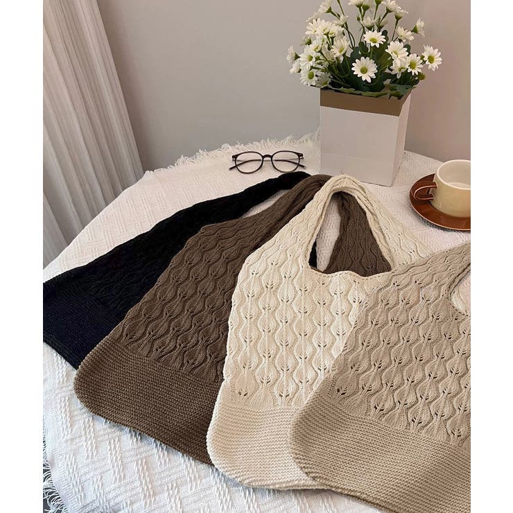 透かし編みニットバッグ韓国風トートバッグ | SUNSHINE CLOSET | 詳細画像11 