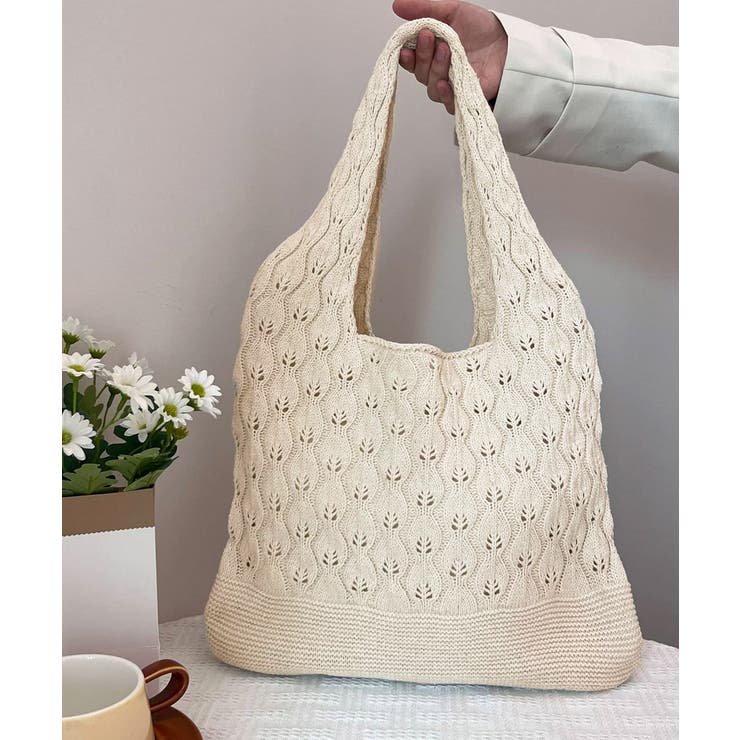 透かし編みニットバッグ韓国風トートバッグ | SUNSHINE CLOSET | 詳細画像12 