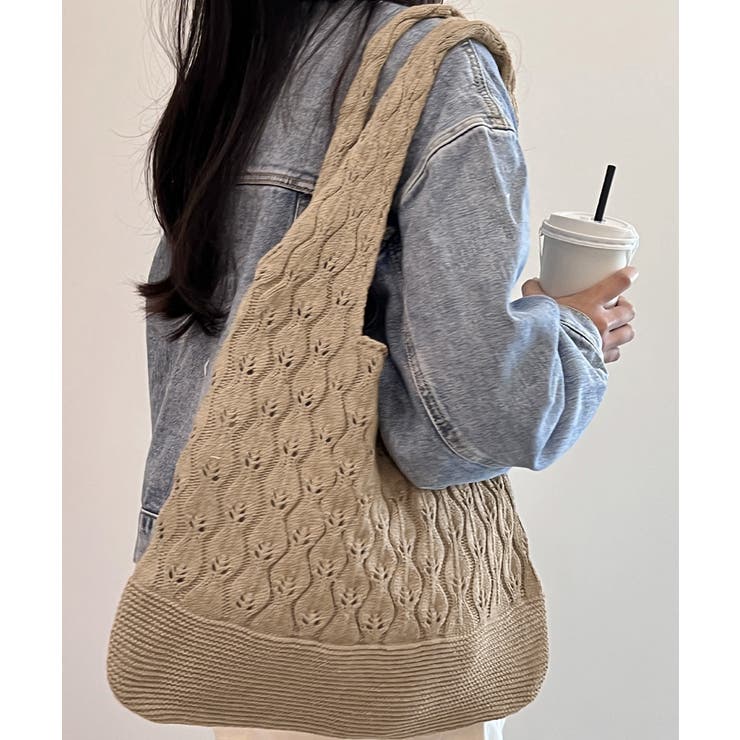 透かし編みニットバッグ韓国風トートバッグ | SUNSHINE CLOSET | 詳細画像6 