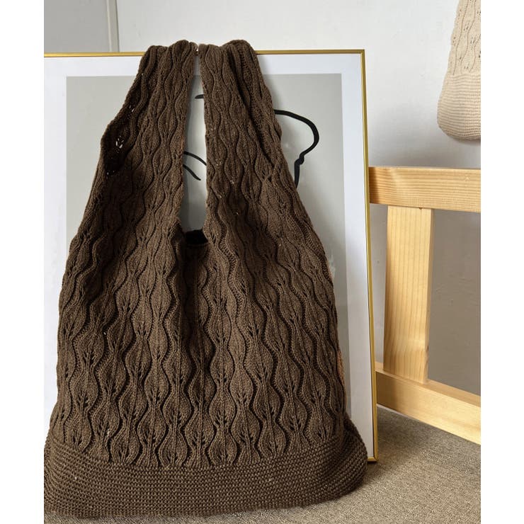 透かし編みニットバッグ韓国風トートバッグ | SUNSHINE CLOSET | 詳細画像8 