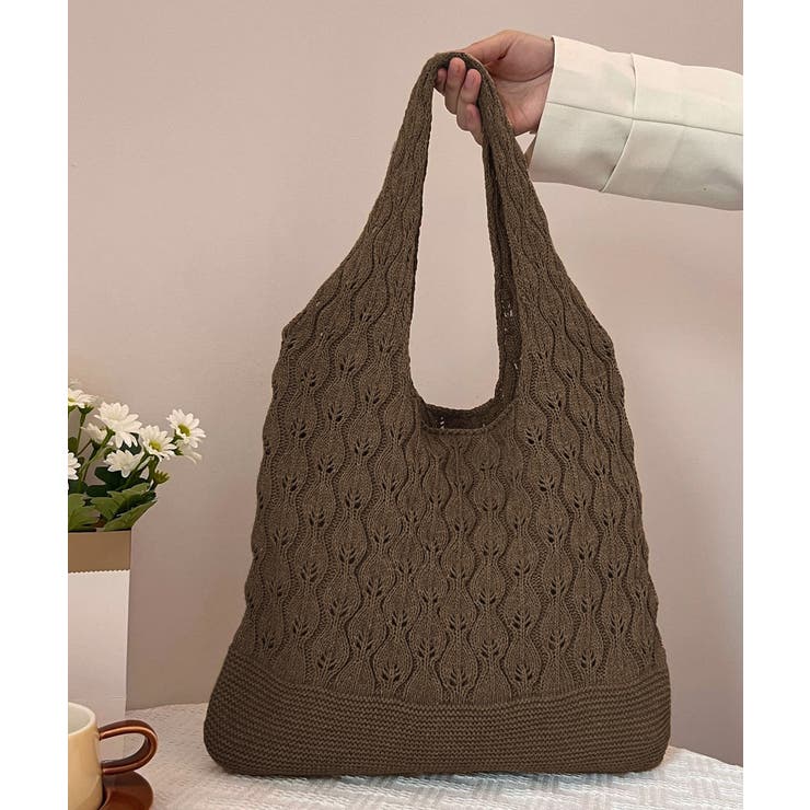 透かし編みニットバッグ韓国風トートバッグ | SUNSHINE CLOSET | 詳細画像9 