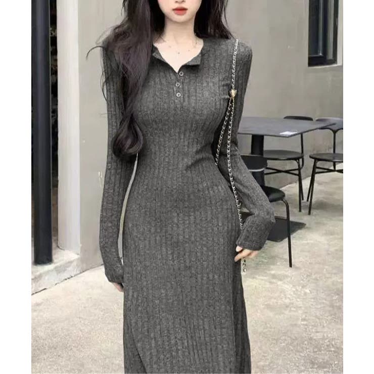 リブニットワンピース 長袖 ロングワンピ | SUNSHINE CLOSET | 詳細画像1 