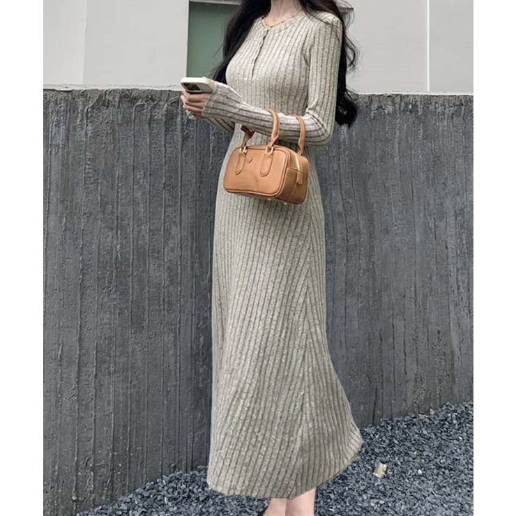 リブニットワンピース 長袖 ロングワンピ | SUNSHINE CLOSET | 詳細画像12 