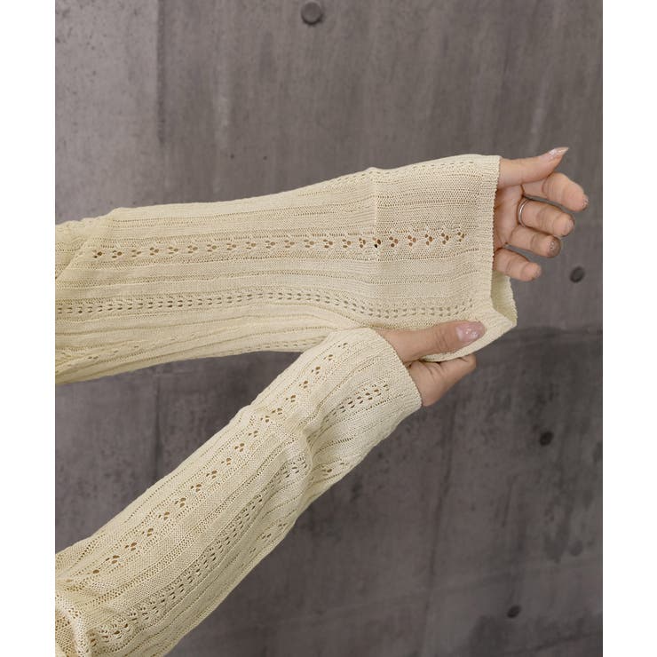 Vネック羽織り 透かし編みニット 程よい透け感前開きサマーニット | SUNSHINE CLOSET | 詳細画像19 