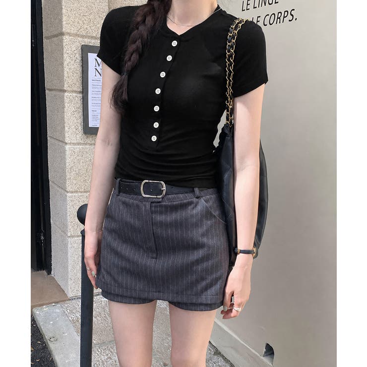 フロントボタンtシャツレディース クルーネックtシャツ きれいめカジュアル | SUNSHINE CLOSET | 詳細画像6 
