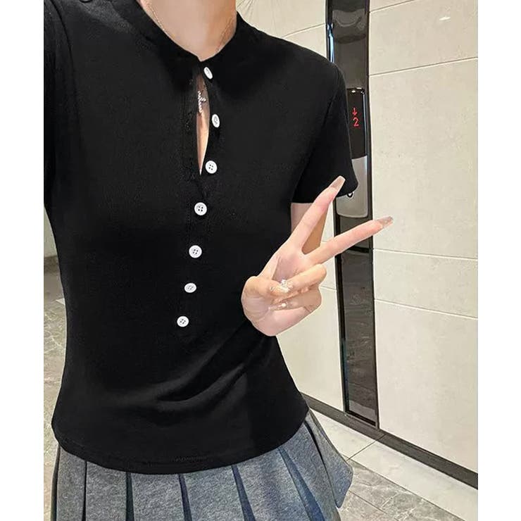 フロントボタンtシャツレディース クルーネックtシャツ きれいめカジュアル | SUNSHINE CLOSET | 詳細画像9 