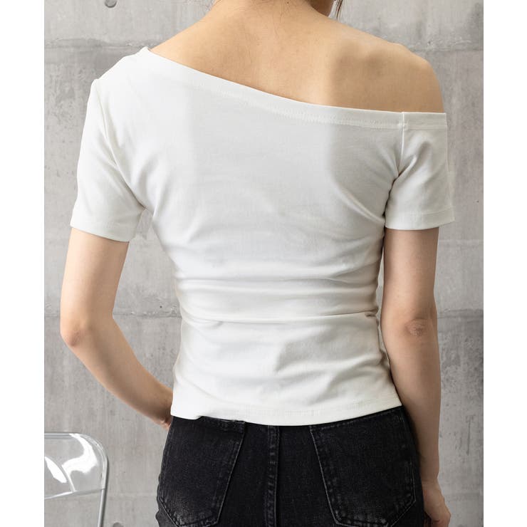 ワンショルダーTシャツオフショルダー夏服[品番：AGCW0006716