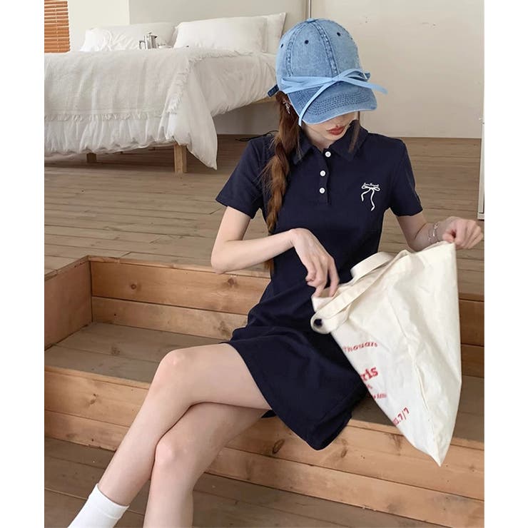 ワンポイントワンピース 大人可愛いAラインワンピ 細見え半袖ワンピース | SUNSHINE CLOSET | 詳細画像16 