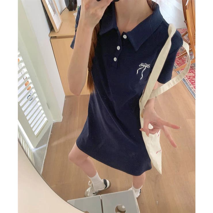 ワンポイントワンピース 大人可愛いAラインワンピ 細見え半袖ワンピース | SUNSHINE CLOSET | 詳細画像3 