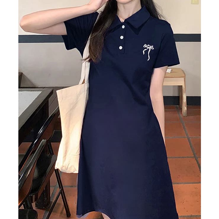 ワンポイントワンピース 大人可愛いAラインワンピ 細見え半袖ワンピース | SUNSHINE CLOSET | 詳細画像4 