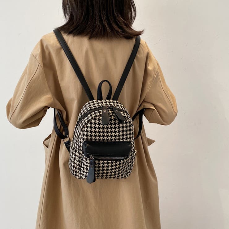 極美品 Rogervivierバックパック 千鳥柄 チェーン リュック ウール 