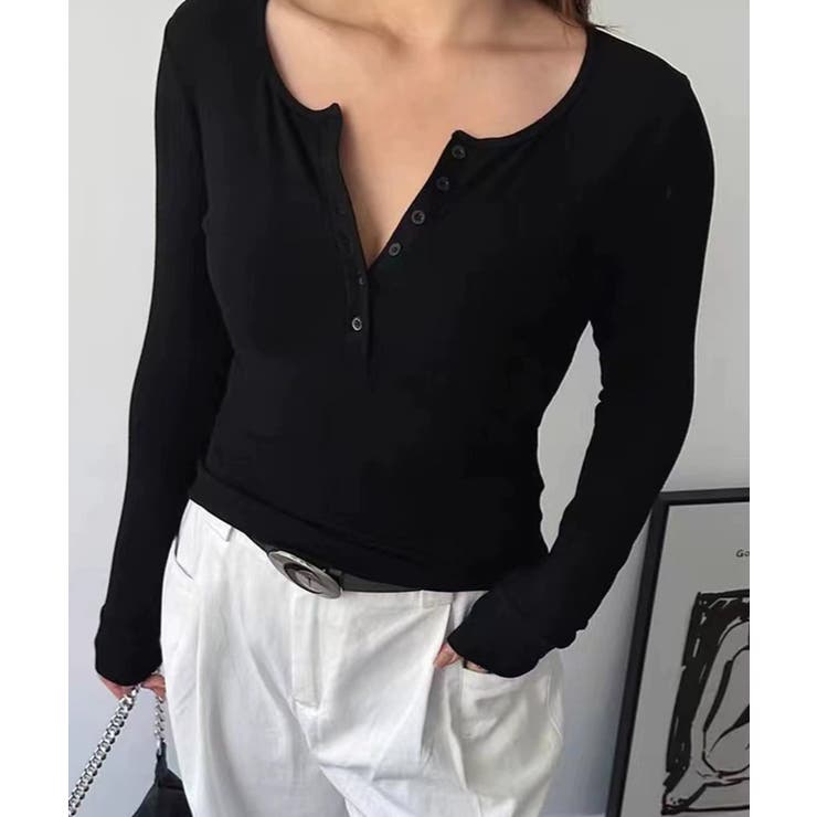 ハーフボタンカットソー長袖タイトtシャツ | SUNSHINE CLOSET | 詳細画像10 