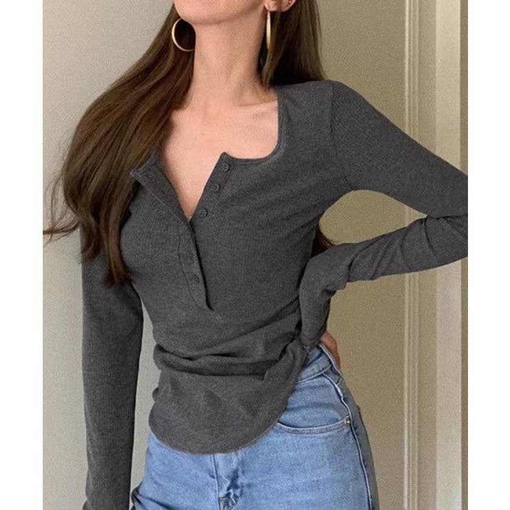 ハーフボタンカットソー長袖タイトtシャツ | SUNSHINE CLOSET | 詳細画像14 