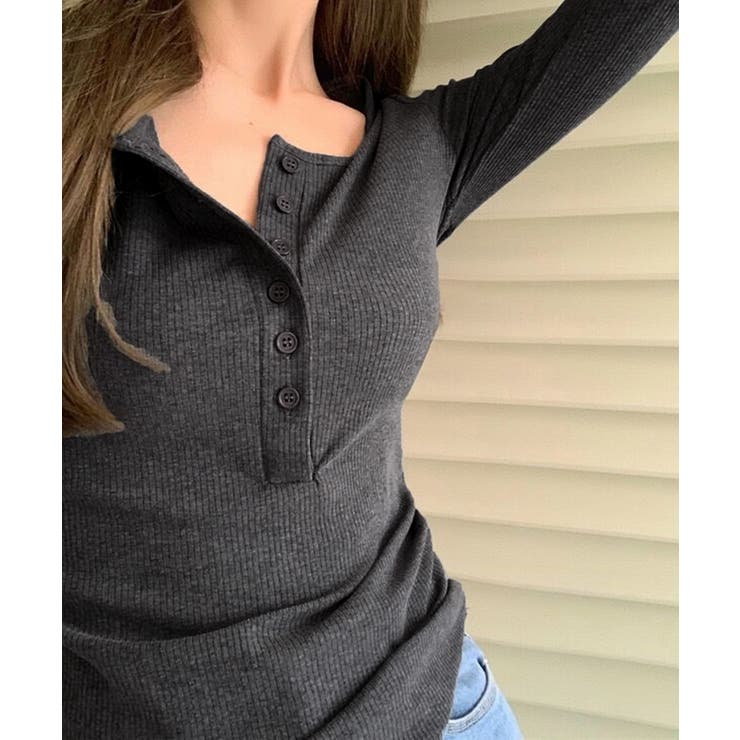 ハーフボタンカットソー長袖タイトtシャツ | SUNSHINE CLOSET | 詳細画像2 