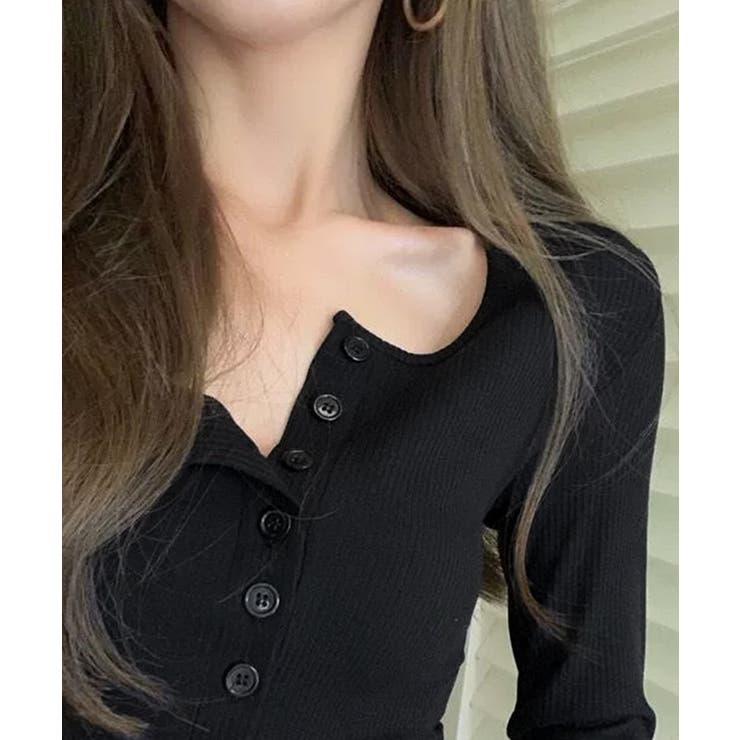 ハーフボタンカットソー長袖タイトtシャツ | SUNSHINE CLOSET | 詳細画像5 