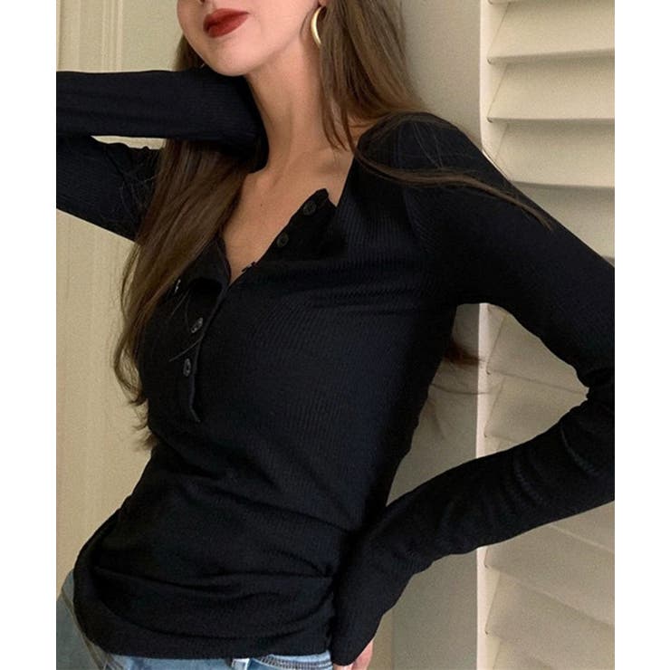 ハーフボタンカットソー長袖タイトtシャツ | SUNSHINE CLOSET | 詳細画像7 