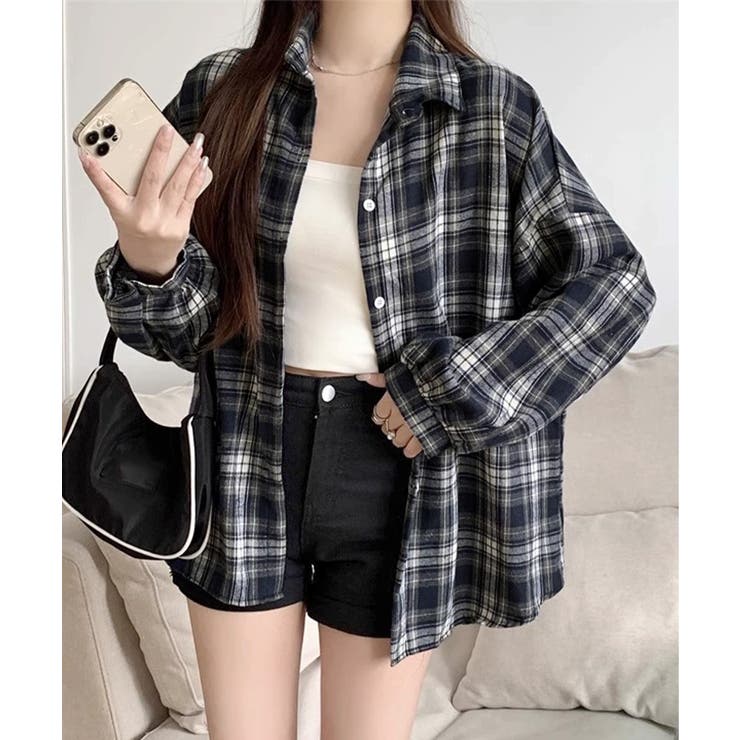 レディースチェックシャツブラウスレトロ風 | SUNSHINE CLOSET | 詳細画像9 