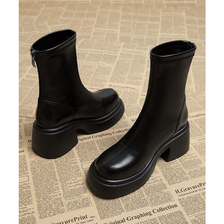 PUレザーショートブーツ バックジッパー | SUNSHINE CLOSET | 詳細画像18 