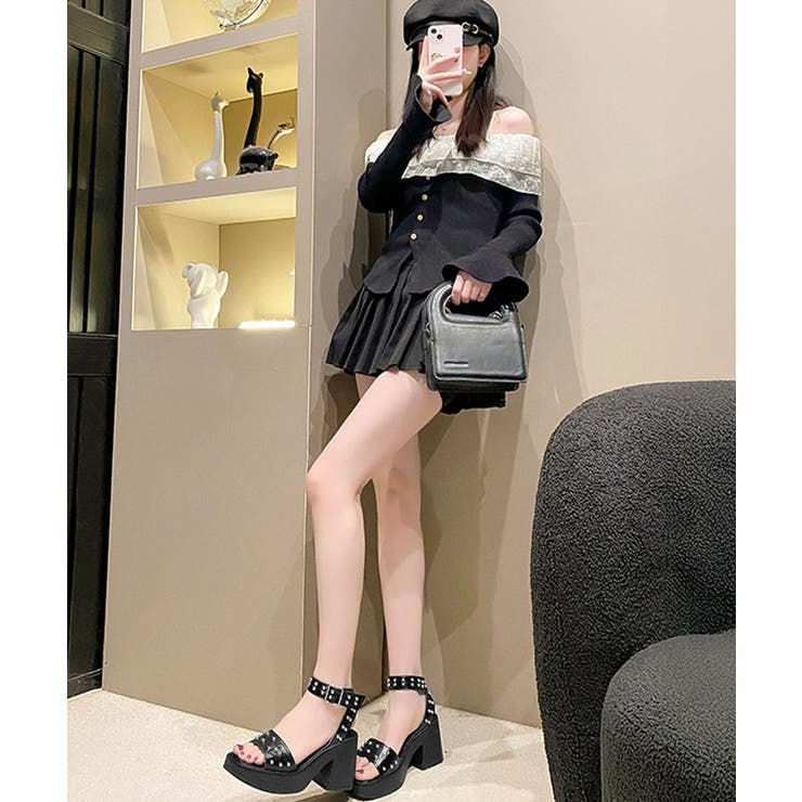 スタッズ 厚底サンダル チャンキーヒール | SUNSHINE CLOSET | 詳細画像12 