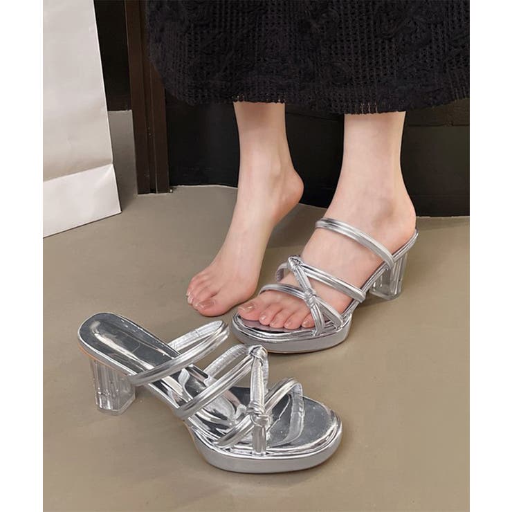 クロスストラップサンダルクリアヒール夏靴 | SUNSHINE CLOSET | 詳細画像1 