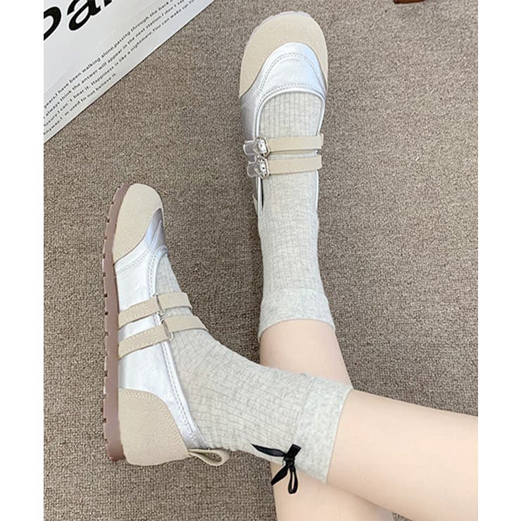 レディースバレエコアスニーカー メタリック異素材切替パンプス ハートバックル | SUNSHINE CLOSET | 詳細画像10 