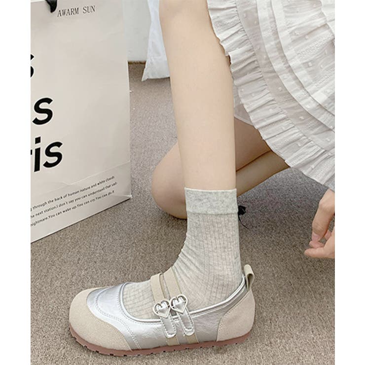 レディースバレエコアスニーカー メタリック異素材切替パンプス ハートバックル | SUNSHINE CLOSET | 詳細画像11 