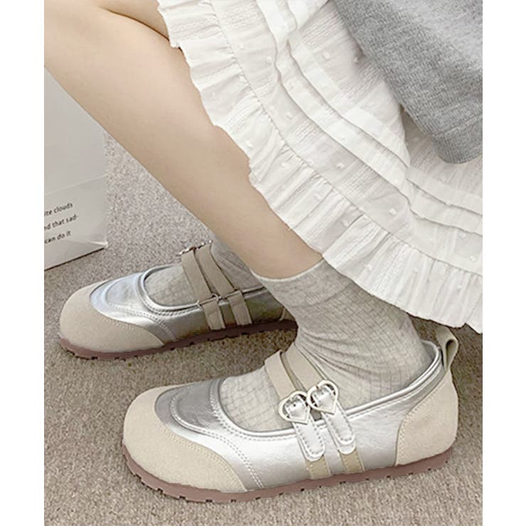 レディースバレエコアスニーカー メタリック異素材切替パンプス ハートバックル | SUNSHINE CLOSET | 詳細画像12 