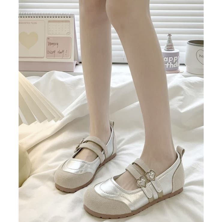 レディースバレエコアスニーカー メタリック異素材切替パンプス ハートバックル | SUNSHINE CLOSET | 詳細画像15 