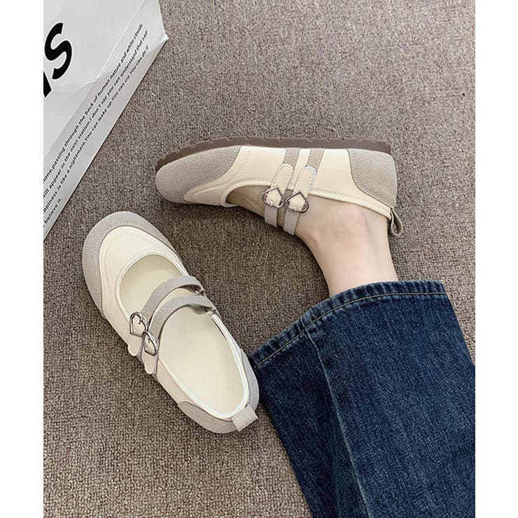 レディースバレエコアスニーカー メタリック異素材切替パンプス ハートバックル | SUNSHINE CLOSET | 詳細画像8 
