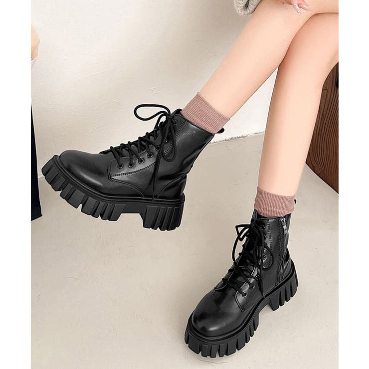 レディース レースアップブーツサイドジップ 歩きやすい冬靴痛くない | SUNSHINE CLOSET | 詳細画像1 